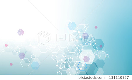 Health care abstract background with hexagons, lines and dots. Medical innovation banner template concept. Biology and pharmaceutical technology background, illustration. 131110537