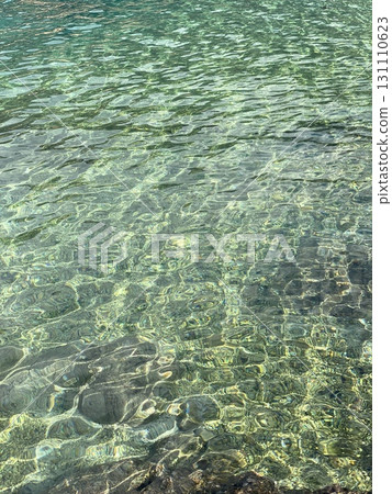 Clear turquoise water surface creating abstract patterns with sunlight reflections and ripples Clear turquoise water surface creating abstract patterns with sunlight reflections and ripples 131110623