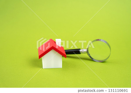 House and magnifying glass. House searching concept. Home appraisal. Property valuation. Choice of location for the construction. Search for housing, apartments. Real estate appraiser House and magnifying glass. House searching concept. Home appraisal. Property valuation. Choice of location for the construction. Search for housing, apartments. Real estate appraiser 131110691