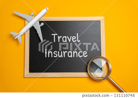 Travel insurance concept. Type of insurance that helps protect you against unexpected events or emergencies that can happen during trip, such as medical emergencies, trip cancellations, lost baggage. 131110748