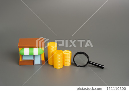 Miniature stores with coins stacks. Small business, attracting investors, retail financing, commercial loans, and financial support in the food and retail industry. franchise and competition Miniature stores with coins stacks. Small business, attracting investors, retail financing, commercial loans, and financial support in the food and retail industry. franchise and competition 131110800