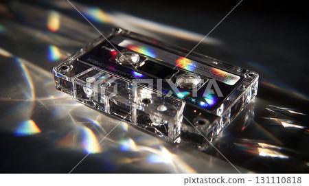 Reflective cassette tape audio retro abstract background 131110818
