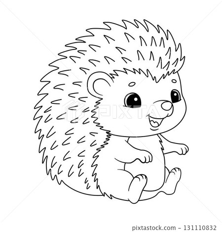 Cute cartoon Hedgehog line art outline drawing for kids coloring book 131110832