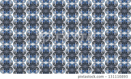 Repeating futuristic orb structures. Rows of futuristic orb structures arranged in a grid pattern.  131110893