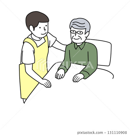 護理人員協助老年人起床和睡覺 131110908