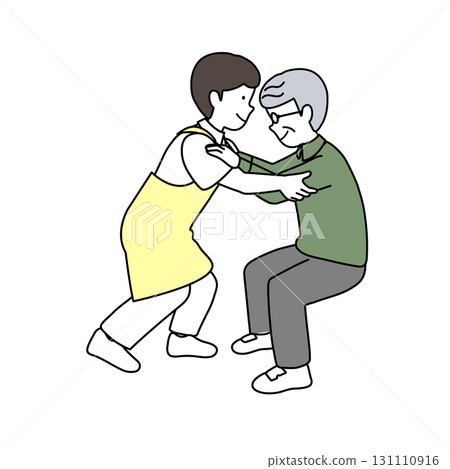 A caregiver assisting an elderly person to stand up A caregiver assisting an elderly person to stand up 131110916