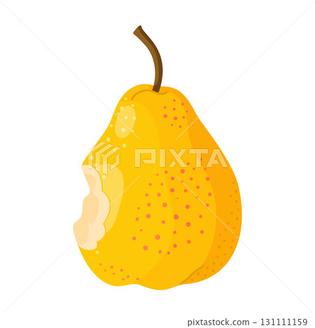 A bitten yellow pear Trendy flat style isolated on a transparent background 131111159