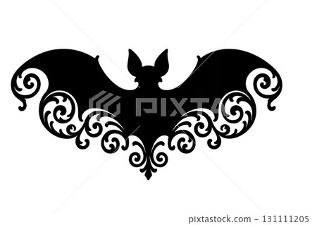 Halloween bat silhouette with gothic design elements, isolated on transparent background Halloween bat silhouette with gothic design elements, isolated on transparent background 131111205