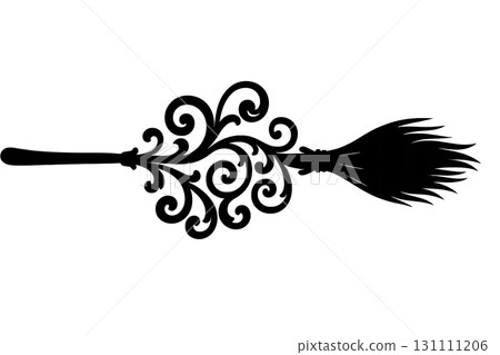 Decorative ornate black divider design on transparent background 131111206