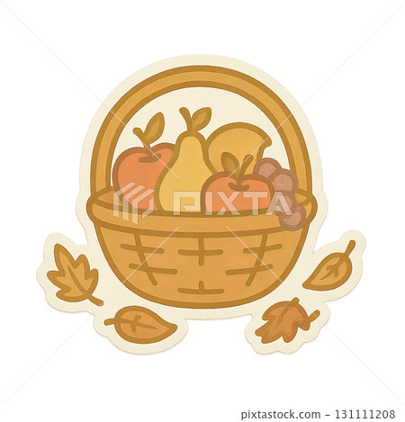 Basket of autumn fruits with leaves isolated on transparent png Basket of autumn fruits with leaves isolated on transparent png 131111208