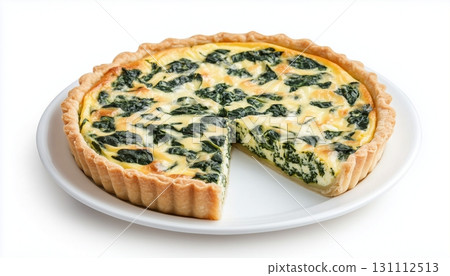 Crustless spinach quiche green vegetable pie baked healthy food Crustless spinach quiche green vegetable pie baked healthy food 131112513