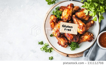 Crispy chicken fried on white plate for simple dinner food 131112708