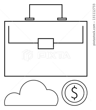 Briefcase at the top symbolizes work cloud below signifies technology and data storage dollar circle denotes finance. Ideal for business strategy, tech solutions, financial planning, digital Briefcase at the top symbolizes work cloud below signifies technology and data storage dollar circle denotes finance. Ideal for business strategy, tech solutions, financial planning, digital 131112733