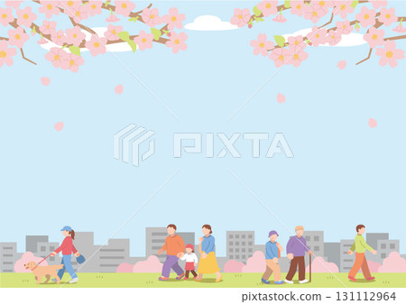 春天的城市景觀與人們 春天的城市景觀與人們 131112964