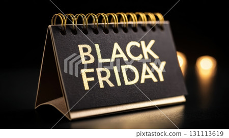 Dark Background with Black Friday Sale Text on Elegant Calendar 131113619