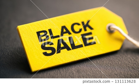 Bold Yellow Tag with Black Sale Text for Promotional Events Bold Yellow Tag with Black Sale Text for Promotional Events 131113628