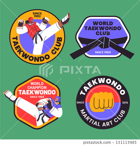 Flat Hand Drawn Taekwondo Club Emblem Collection 131113985
