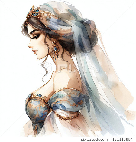 Aladdin and the Magic Lamp, watercolor illustration from the Thousand and One Nights 131113994