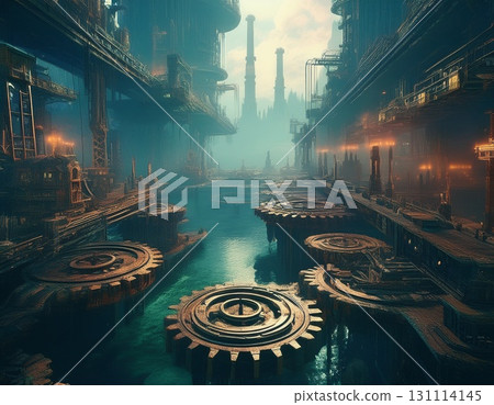 A town of machine manufacturing with exposed gears 131114145