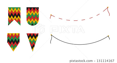 Various shapes Pennants with traditional Pan African colors Red, Green, yellow and Rope variations 131114167
