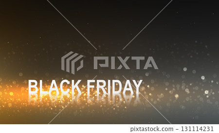 Closeup view of Black Friday text with sparkling golden lights on a black background. Copy space. Black Friday sale concept 131114231