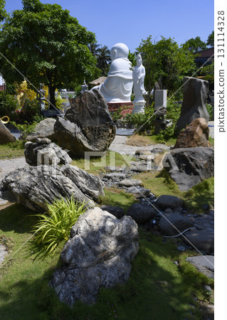 Buddhist sculptures in rock garden in Thanh Luong Pagoda of 18 century in Phu Yen province, Vietnam 131114328