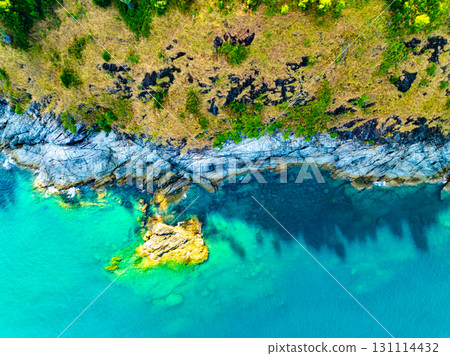 Top view seashore ocean surface nature background 131114432