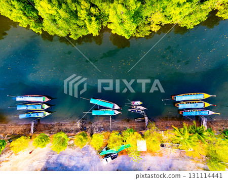 Top view mangrove forest with harbor in countryside 131114441