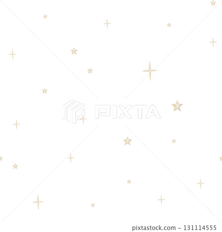 Seamless pattern with hand-drawn watercolor featuring yellow stars in soft pastel hues. This charming design repeats beautifully, adding a playful touch to any project. For children's design 131114555