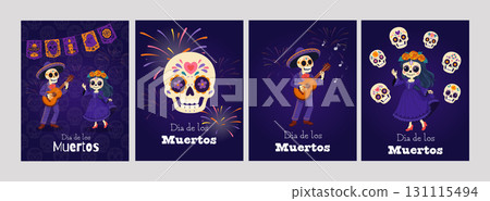 Four posters of skeletons playing instruments and dancing Four posters of skeletons playing instruments and dancing 131115494
