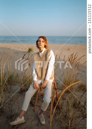 Portrait of elegant, luxury woman posing in nature. People, lifestyle, relaxation concept. Portrait of elegant, luxury woman posing in nature. People, lifestyle, relaxation concept. 131115512