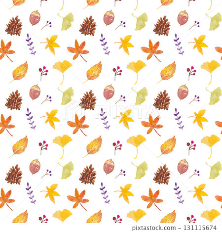 Watercolor fallen leaves pattern 131115674