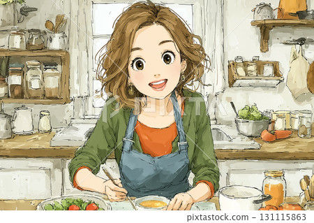 美優系列：美優用剩下的蔬菜製作簡單食譜的場景 131115863