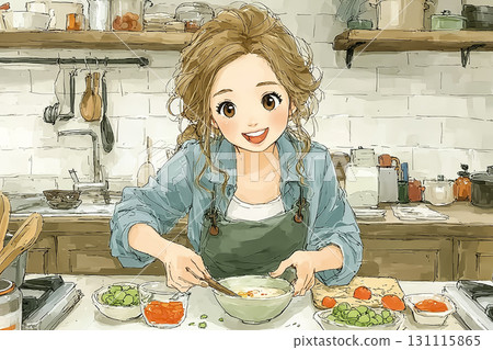 Miyu Series: A scene where Miyu makes a simple recipe using leftover vegetables Miyu Series: A scene where Miyu makes a simple recipe using leftover vegetables 131115865