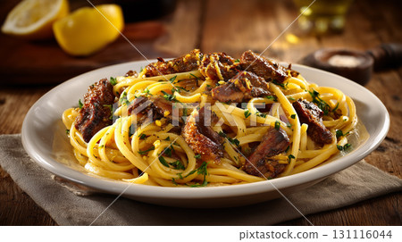 pasta linguine with fried chicken liver 131116044