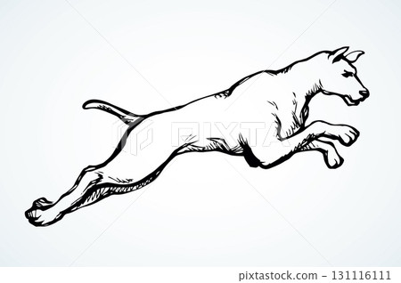 Jumping dog. Vector drawing icon 131116111