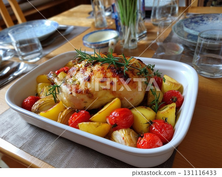 baked salmon with vegetables 131116433