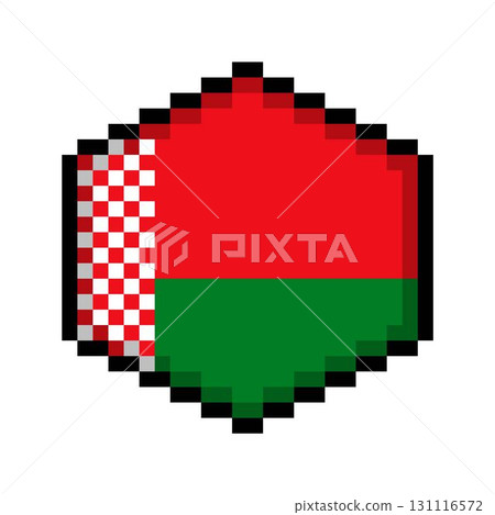 Belarus Pixel Art Flag Icon in Hexagon Shape. 131116572