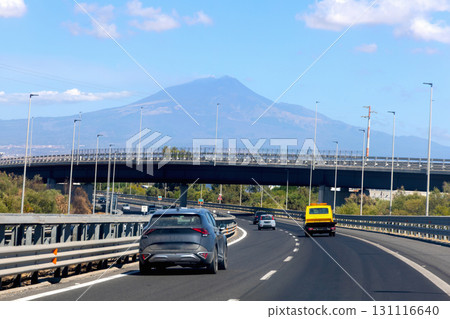 Scenic road leading to Mount Etna 131116640