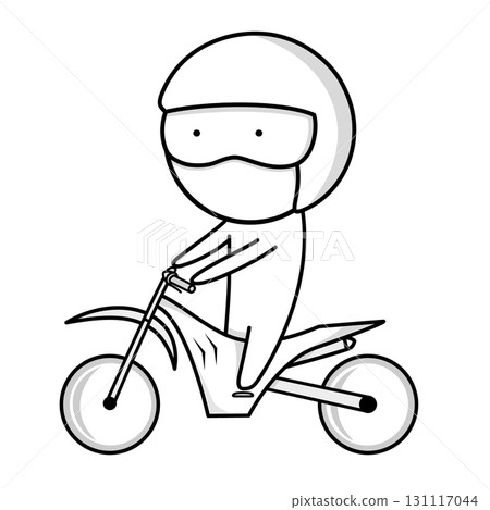 A motorcyclist wearing a helmet rides a motorcycle. 131117044