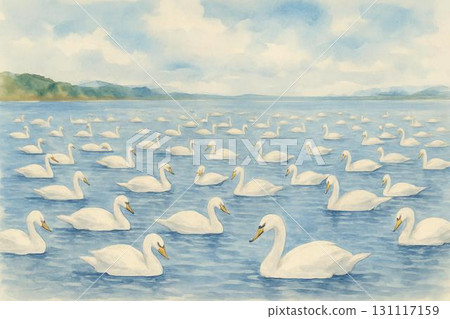 Swan lake watercolor painting 131117159