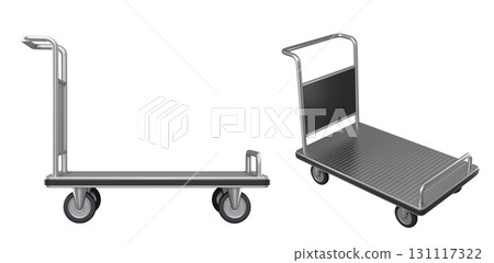 Set of Airport luggage cart or baggage trolley side on white background 131117322