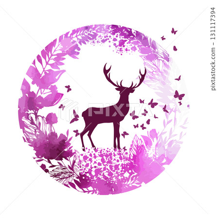 Abstract deer with flowers. hand drawn. Not AI, Vector illustration Abstract deer with flowers. hand drawn. Not AI, Vector illustration 131117394