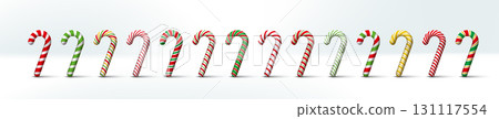 3D candy canes with various patterns, Christmas banners, posters, flyers, material objects pictures 131117554