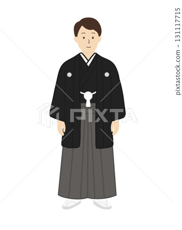 Wedding, illustration of a bride and groom in traditional Japanese clothing 131117715