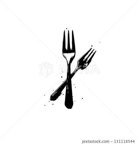 Elegant Forks Illustration: A Simple Black and White Design for Culinary Arts Elegant Forks Illustration: A Simple Black and White Design for Culinary Arts 131118544