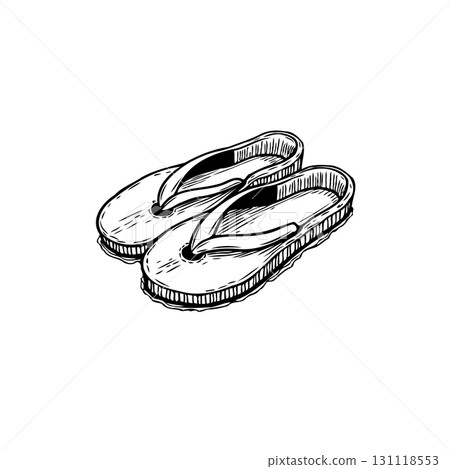 Hand-drawn Flip-Flops Illustration: Summer Footwear, Style and Comfort depiction 131118553