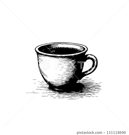 Simple Sketch of a Coffee Cup: An Artistic Representation in Black and White Simple Sketch of a Coffee Cup: An Artistic Representation in Black and White 131118690