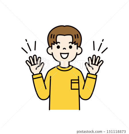 Surprised and smiling with surprise, upper body vector illustration of a teenage boy_color 131118873
