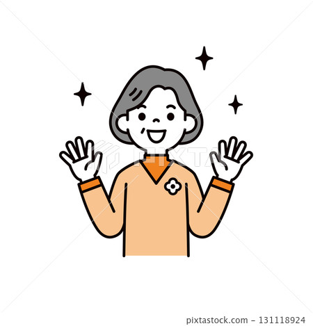 Happy and touched, senior generation elderly woman upper body vector illustration material 131118924